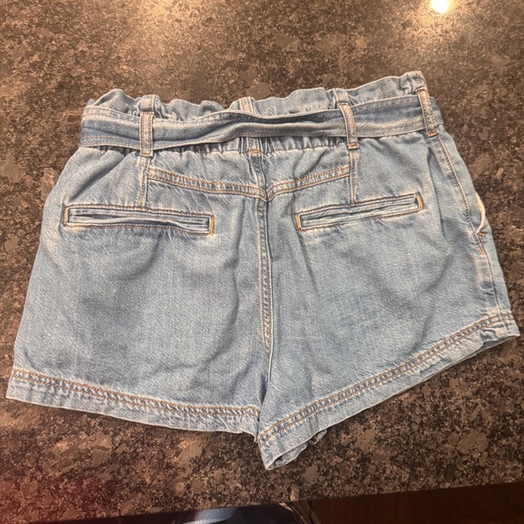 Anthropologie Pilcro Denim Blue Paperbag Waist Belted Women's Shorts - Picture 6 of 11